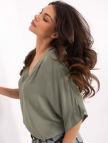 Khaki Oversize-Bluse für den Sommer OCH BELLA.