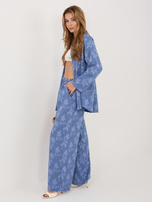 Niebieski letni komplet z koszulą oversize RUE PARIS 