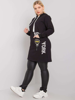 Czarna tunika plus size z kapturem Ashford