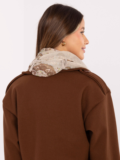 Beżowa damska chusta z frędzlami