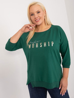 Hurt Ciemnozielona bluzka plus size z aplikacją