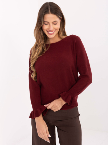 Bordowy damski sweter oversize z wiskozą