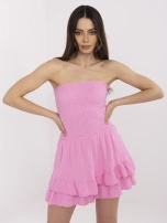 Pink muslin sleeveless jumpsuit.