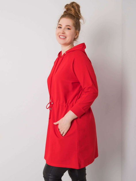 Czerwona bluza plus size z kapturem Norina