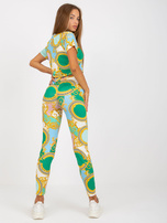 Hurt Zielony dopasowany komplet casualowy z legginsami