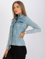 Jasnoniebieska koszula jeansowa z długim rękawem 