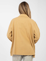 Camelowa jeansowa marynarka z aplikacją 3D RUE PARIS  