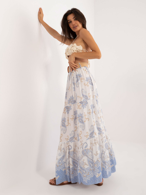 Hurt Biało-jasnoniebieska maxi spódnica z printem