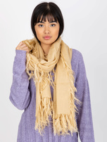 Hurtownia Beżowy długi szal damski z frędzlami  