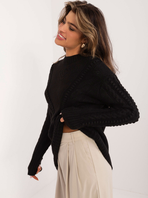 Hurt Czarny sweter oversize w warkocze