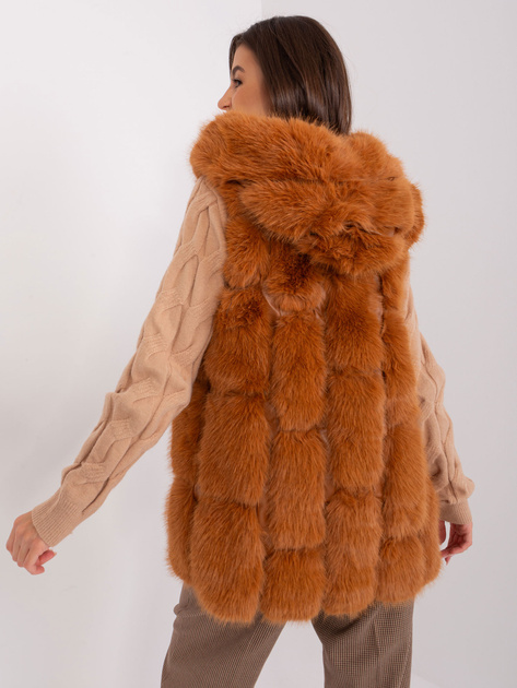 Hurt Jasnobrązowa futrzana kamizelka z kieszeniami