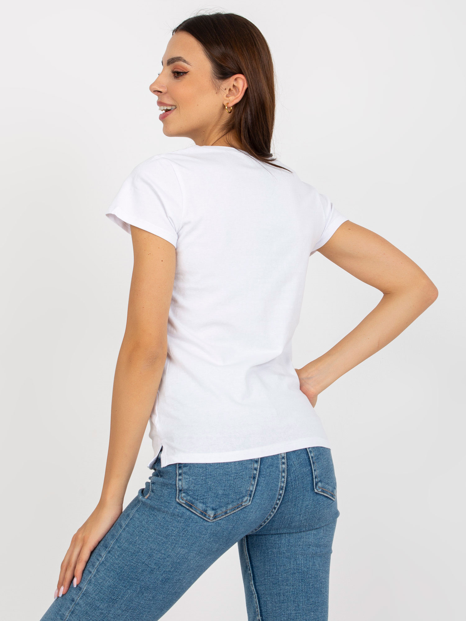 Hurtownia online Biały gładki t-shirt basic z bawełny 