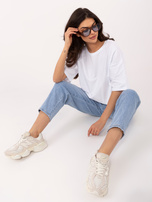 Biały damski t-shirt oversize z bawełny RUE PARIS