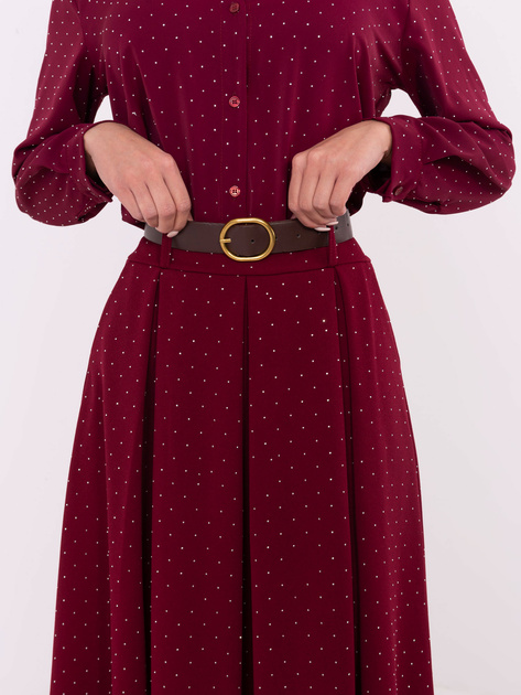 Hurt Bordowa długa spódnica wizytowa z paskiem