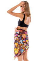 Hurtownia Ciemnobrązowa chusta w roślinne wzory