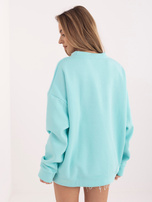 Miętowa ocieplana bluza z napisem RUE PARIS