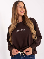 Chocolate oversized women's sweatshirt without a hood.