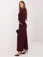 Burgundowa elegancka marynarka z koronką