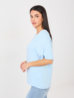 Jasnoniebieski t-shirt z okrągłym dekoltem RUE PARIS 