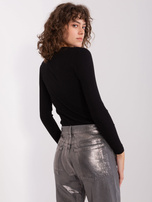 Hurt Czarna prążkowana bluzka basic longsleeve