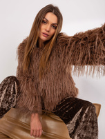 Hurt Jasnobrązowa kurtka przejściowa z eko futerka