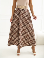 Brązowa elegancka spódnica z paskiem