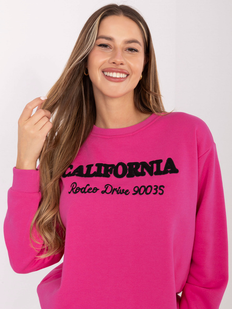 Hurtownia Fuksjowa dresowa bluza bez kaptura z napisami