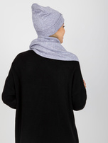 Hurt Jasnofioletowy damski komplet zimowy z szalikiem