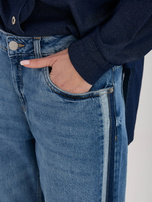 Ciemnoniebieskie proste jeansy z lampasami SUBLEVEL 