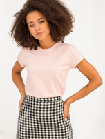 Šviesiai rožinė medvilninė basic marškinėliai Peachy.