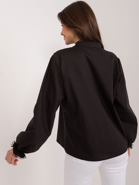 Hurtownia Czarna elegancka koszula ze stójką