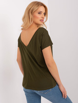 Hurt Khaki t-shirt z dekoltem w łódkę Fire BASIC FEEL GOOD