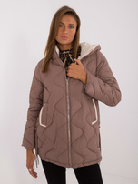 Hurt Brown quilted transitional jacket with a hood.