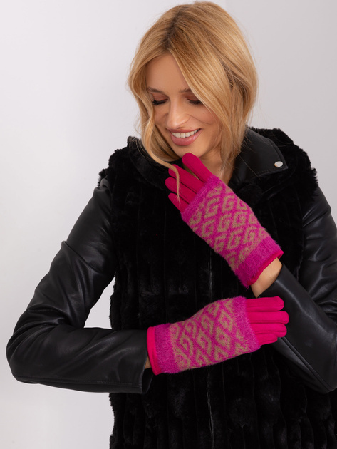 Hurt Fuksjowe zimowe rękawiczki z nakładką