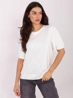 Ecru bluzka basic z krótkim rękawem