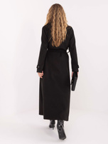 Czarny dwurzędowy płaszcz z kieszeniami 