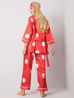 Czerwony komplet nocny w grochy