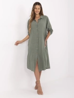 Khaki letnia sukienka z rękawem 3/4 OCH BELLA