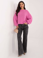 Ciemnoróżowy sweter oversize o grubym splocie