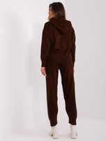 Hurtownia Ciemnobrązowy dwuczęściowy damski komplet casualowy
