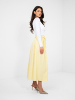 Pastelowa żółta garniturowa spódnica w paski  