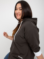 Hurt Khaki Baumwollpullover Plus Size mit 3/4-Ärmeln.