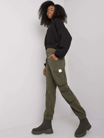 Khaki women's sweatpants with pockets Mila RUE PARIS 