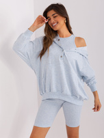 Light blue mélange casual three-piece set with a sweatshirt.