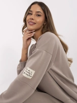 Ciemnobeżowy dresowy komplet ze spodniami joggerami