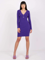 Ciemnofioletowa dopasowana sukienka prążkowana Sophie RUE PARIS