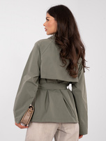 Khaki trencz z wiązanym paskiem RUE PARIS 