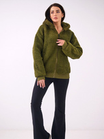 Khaki futrzana bluza o kroju oversize 