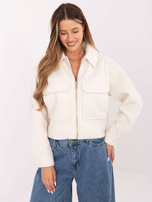 Ecru krótka kurtka boucle z suwakiem SUBLEVEL