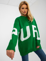 Hurt green women's oversized sweater with the inscription RUE PARIS.
